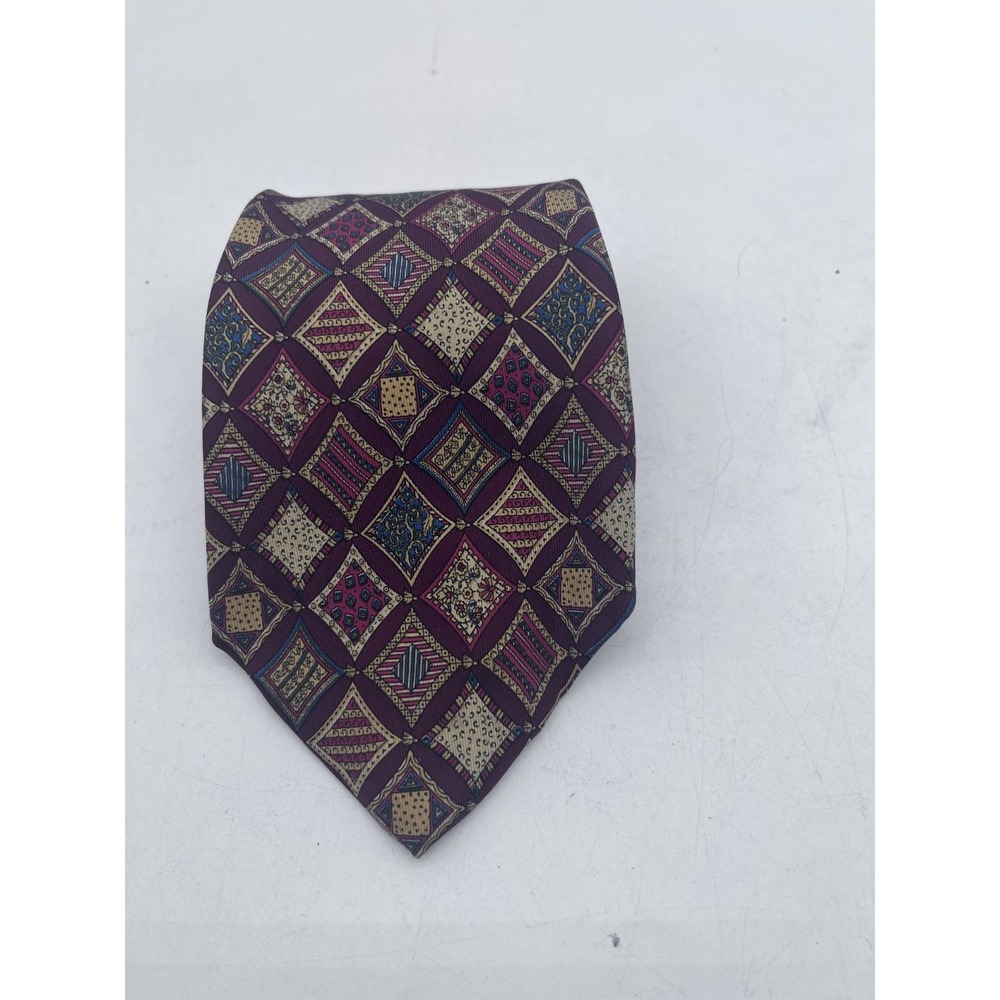 Salvatore Ferragamo Silk Necktie Tie Geometric patteMade in Italy Size 59"X3.5"